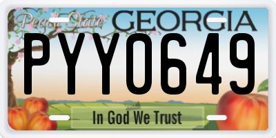 GA license plate PYY0649