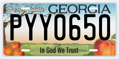 GA license plate PYY0650