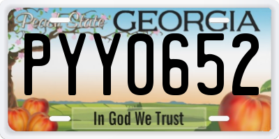 GA license plate PYY0652