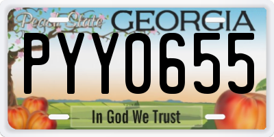 GA license plate PYY0655