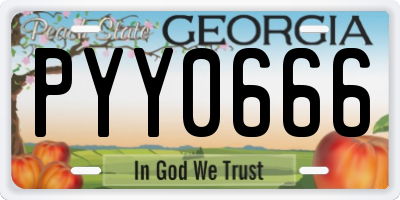 GA license plate PYY0666