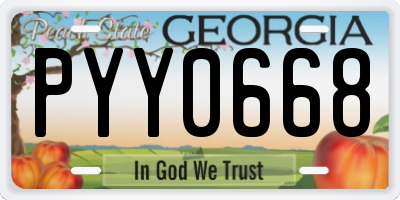GA license plate PYY0668