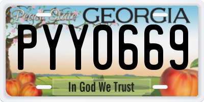 GA license plate PYY0669