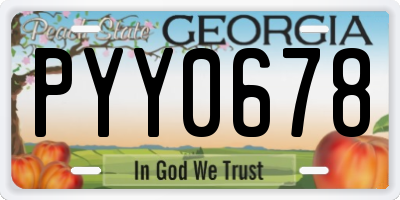 GA license plate PYY0678