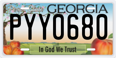 GA license plate PYY0680