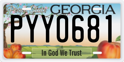 GA license plate PYY0681