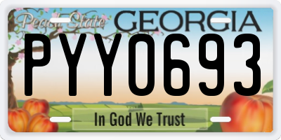 GA license plate PYY0693
