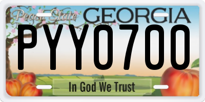 GA license plate PYY0700