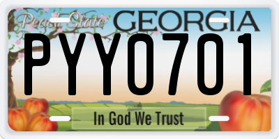 GA license plate PYY0701
