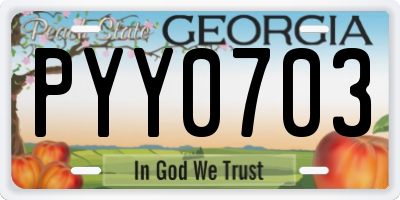 GA license plate PYY0703