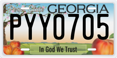 GA license plate PYY0705