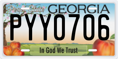 GA license plate PYY0706