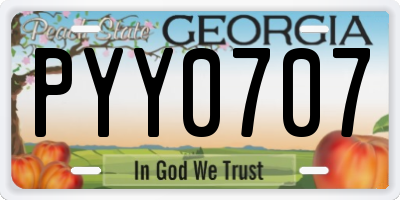 GA license plate PYY0707