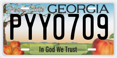 GA license plate PYY0709