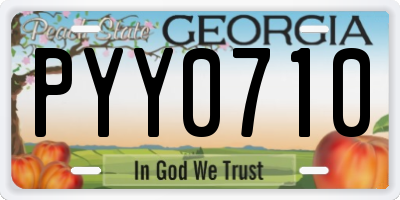 GA license plate PYY0710