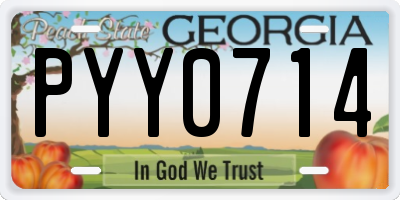 GA license plate PYY0714