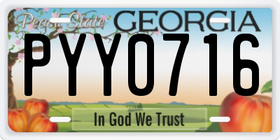 GA license plate PYY0716