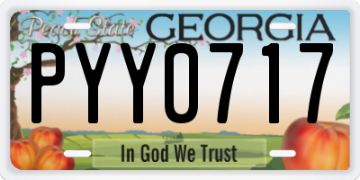 GA license plate PYY0717