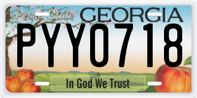 GA license plate PYY0718