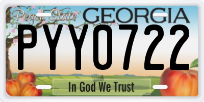 GA license plate PYY0722