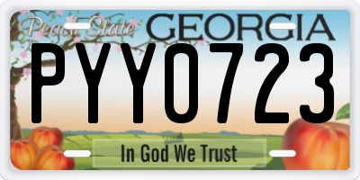 GA license plate PYY0723