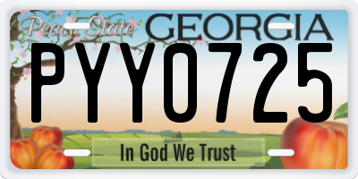GA license plate PYY0725