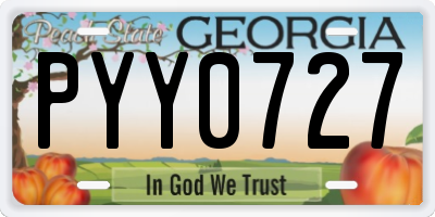 GA license plate PYY0727