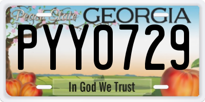 GA license plate PYY0729
