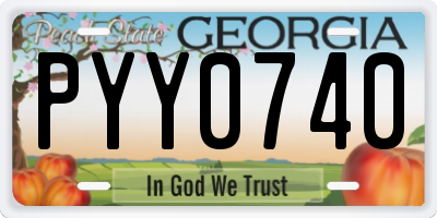 GA license plate PYY0740