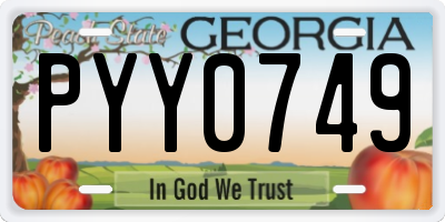 GA license plate PYY0749