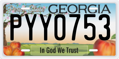 GA license plate PYY0753