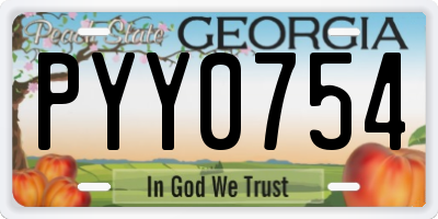 GA license plate PYY0754