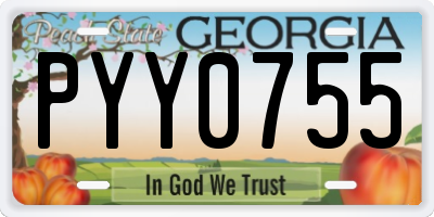 GA license plate PYY0755