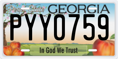 GA license plate PYY0759