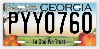 GA license plate PYY0760