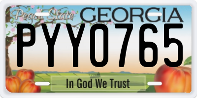 GA license plate PYY0765