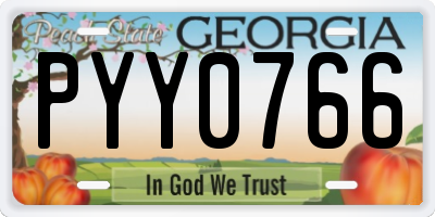 GA license plate PYY0766