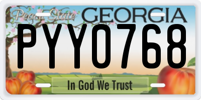 GA license plate PYY0768