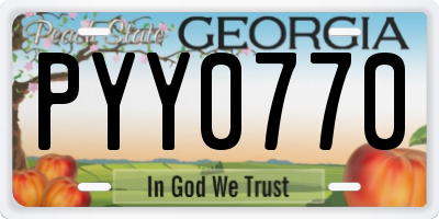GA license plate PYY0770