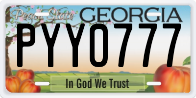 GA license plate PYY0777