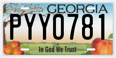 GA license plate PYY0781