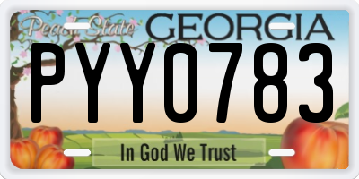 GA license plate PYY0783