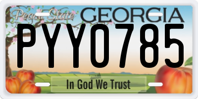 GA license plate PYY0785