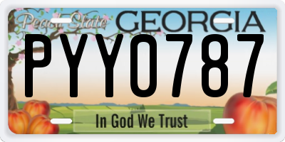 GA license plate PYY0787