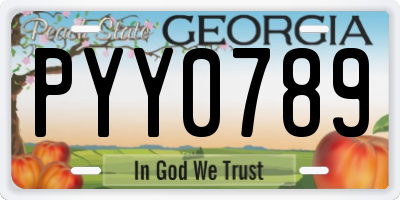 GA license plate PYY0789