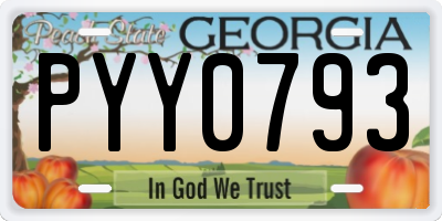 GA license plate PYY0793