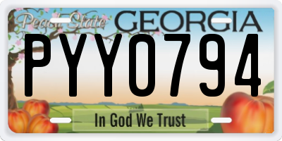 GA license plate PYY0794