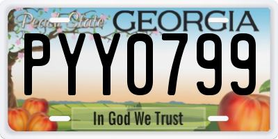 GA license plate PYY0799