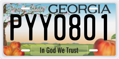 GA license plate PYY0801