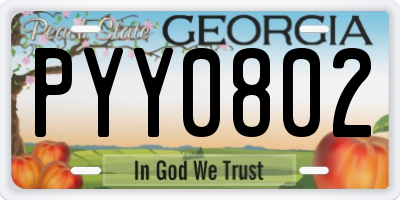 GA license plate PYY0802